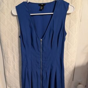 H&M Royal Blue Midi Dress with Front Zipper